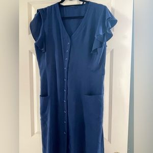 Blue button down dress - size large
